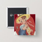 Angelrute Fischer Landjunge Valentinstag Button (Vorne & Hinten)
