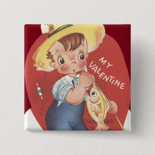 Angelrute Fischer Landjunge Valentinstag Button