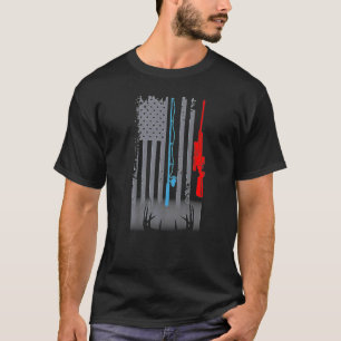Angelrute Jagdgewehr Amerikanische Flagge Beste T-Shirt
