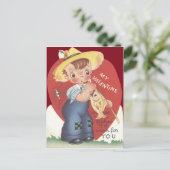 Angelrute Junge Valentine Feiertagspostkarte (Stehend Vorderseite)