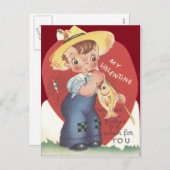 Angelrute Junge Valentine Feiertagspostkarte (Vorne/Hinten)