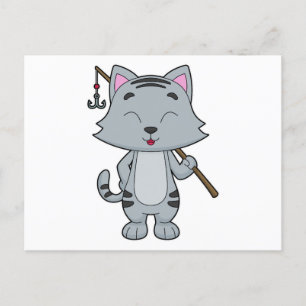 Angelrute zum Angeln von Katzen Postkarte