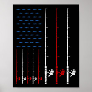 Angelruten Amerikanische Flagge Poster