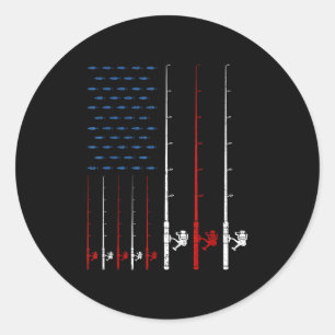 Angelruten Amerikanische Flagge  Runder Aufkleber