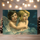 Angels A Merry Christmas Vintage Feiertagspostkarte