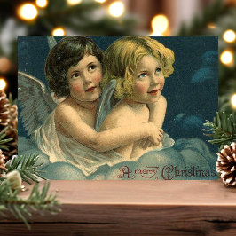 Angels A Merry Christmas Vintage Feiertagspostkarte