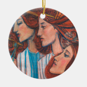 Angels Art Nouveau Ginger Auburn Red Hair Women Keramikornament