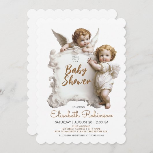 Angels Baby Shower Personalisiert Einladung (Vorne/Hinten)