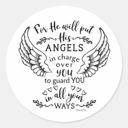 Angels Bible Scripture Verse Psalm 91:11 Runder Aufkleber (Vorderseite)