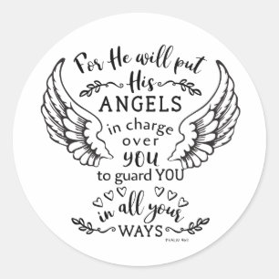 Angels Bible Scripture Verse Psalm 91:11 Runder Aufkleber