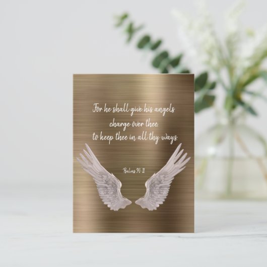 Angels Bible Verse Postkarte (Stehend Vorderseite)