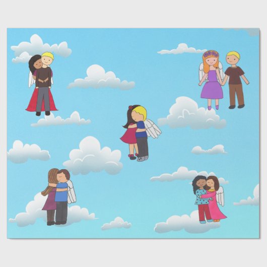 Angels blaues Himmelswappenpapier Geschenkpapier (Flach)