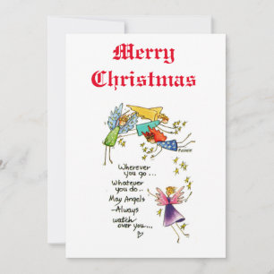 Angels Blick über dich farbenfrohe Aquarellbilder  Feiertagskarte