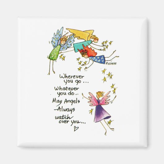 Angels Blick über dich farbenfrohe Aquarellbilder Magnet (Vorne)