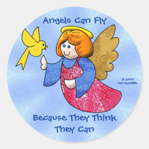Angels Can Fly Runder Aufkleber