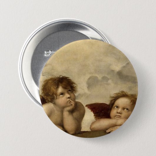 Angels Cherubs Raphael Santi Siena Button (Vorne & Hinten)