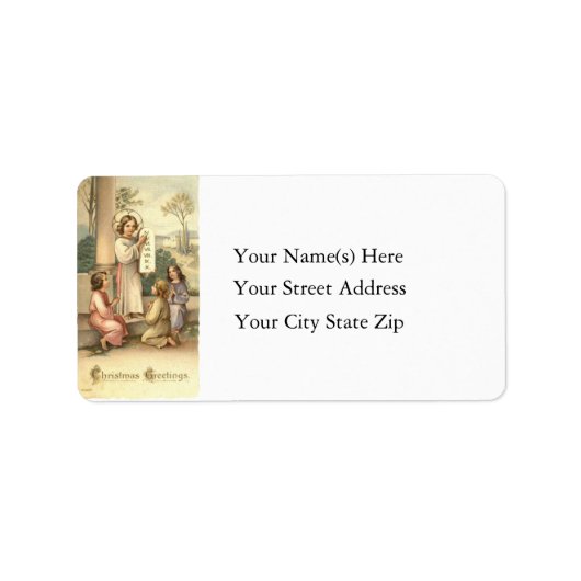 Angel's Christmas Greetings Vintag Address Label Adressaufkleber (Vorne)