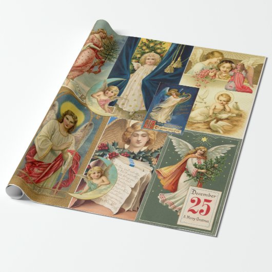 Angels Christmas Viktorianisch Cards Hübsche Posen Geschenkpapier (Ungerollt)