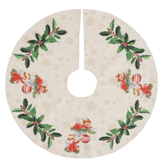 Angels Decorieren des Baumes auf Schneeflocken Polyester Weihnachtsbaumdecke (Vorderseite)