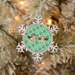 Angels – Engel Engelsputten – Raphael muster gold Schneeflocken Zinn-Ornament