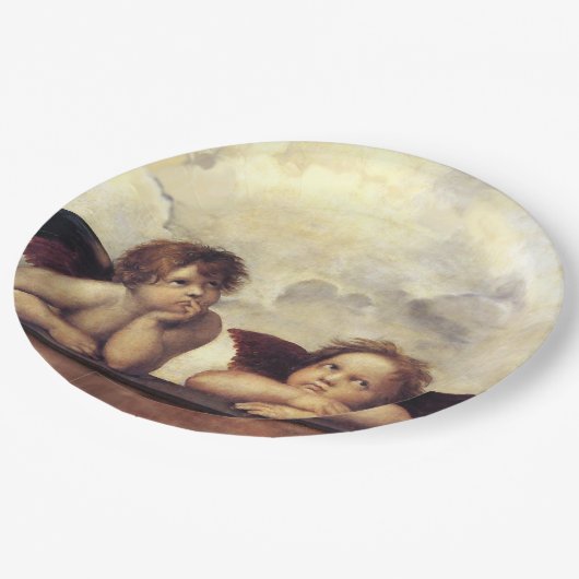 ANGELS / Flügeldrachen ,Wolken Raffaello Sanzio Pappteller (Schrägansicht)