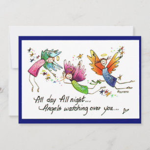 Angels Flying Happiy "All Day" Wasserfarben-Sketch Dankeskarte