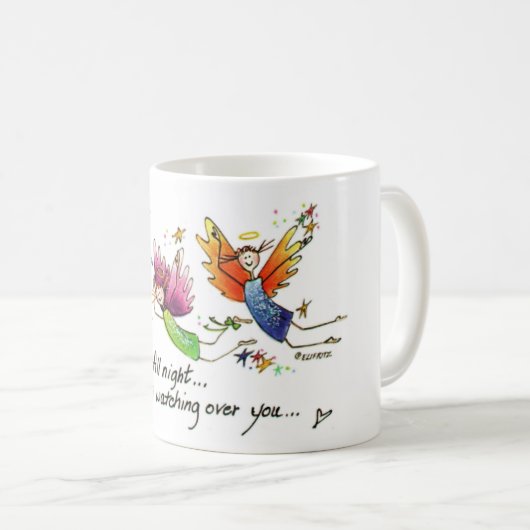 Angels Flying Happiy "All Day" Wasserfarben-Sketch Kaffeetasse (VorderseiteRechts)