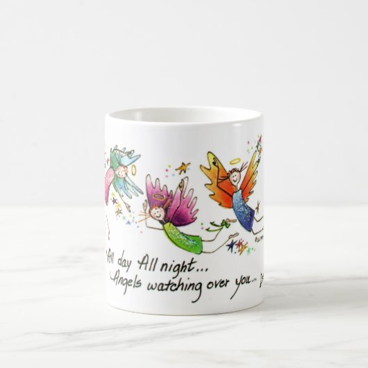 Angels Flying Happiy "All Day" Wasserfarben-Sketch Kaffeetasse (Mittel)