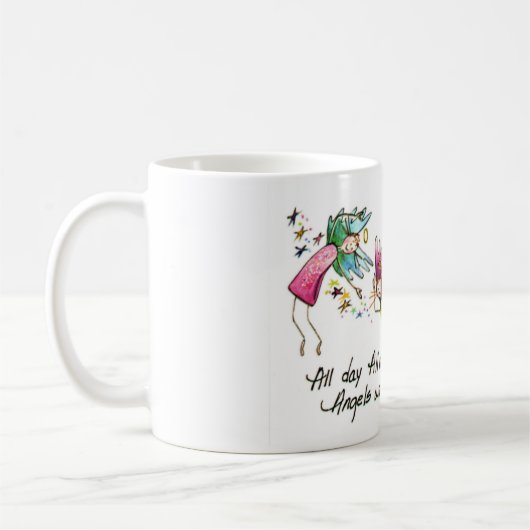 Angels Flying Happiy "All Day" Wasserfarben-Sketch Kaffeetasse (Links)