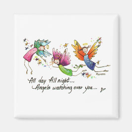 Angels Flying Happiy "All Day" Wasserfarben-Sketch Magnet