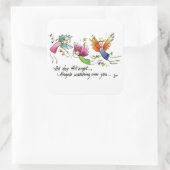 Angels Flying Happiy "All Day" Wasserfarben-Sketch Quadratischer Aufkleber (Tasche)