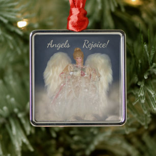Angels Freude Traditionelles Blue Holiday Ornament Aus Metall