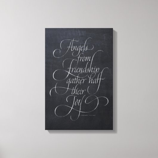 Angels & Friendship Quote Chalkboard-Kalligrafie Leinwanddruck (Vorderseite)