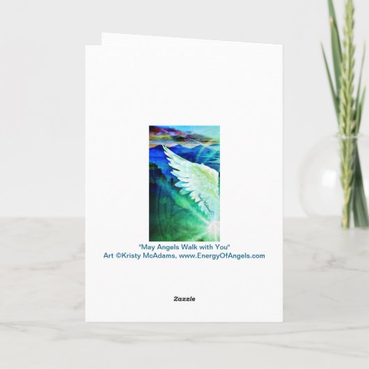 Angels gehen mit dir Guardian Angel Blue Wing Note Karte (Rückseite)