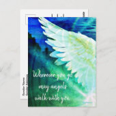 Angels gehen mit dir Guardian Angel Blue Wing Postkarte (Vorne/Hinten)
