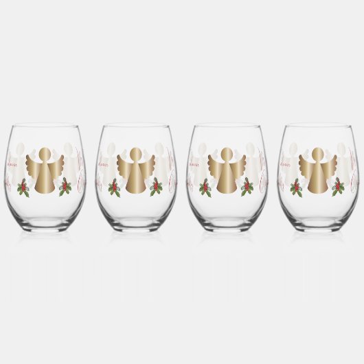 Angels & Holly Personalisiert Trinkbehälter Set Weinglas Ohne Stiel (Links)