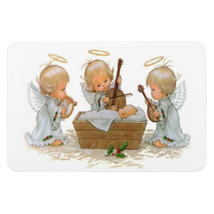 Angels in Manger Premium Magnet