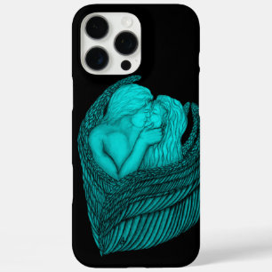 Angels Kissing , Schwarz-Grün-Design iPhone 16 Pro Max Hülle