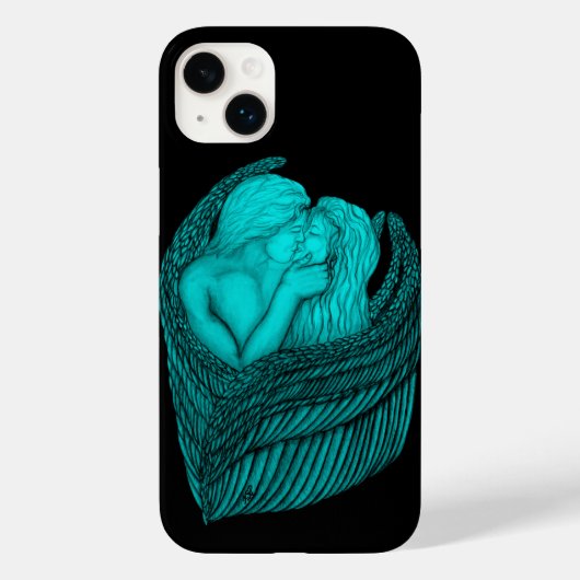 Angels Kissing , Schwarz-Grün-Design Case-Mate iPhone Hülle (Rückseite)