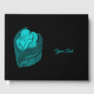 Angels Kissing , Schwarz-Grün-Design Gästebuch