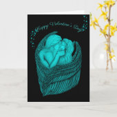 Angels Kissing , Schwarz-Grün-Design Karte (Gelbe Blume)