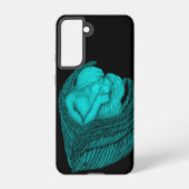 Angels Kissing , Schwarz-Grün-Design Samsung Galaxy Hülle (Rückseite)