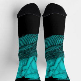 Angels Kissing , Schwarz-Grün-Design Socken