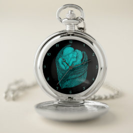 Angels Kissing , Schwarz-Grün-Design Taschenuhr
