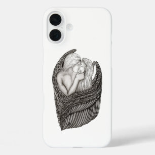 Angels Kissing , Schwarz-Weiß-Design iPhone 16 Plus Hülle