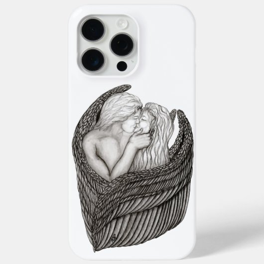 Angels Kissing , Schwarz-Weiß-Design Case-Mate iPhone Hülle (Rückseite)