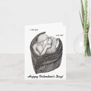 Angels Kissing , Schwarz-Weiß-Design Feiertagskarte