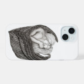 Angels Kissing , Schwarz-Weiß-Design iPhone 15 Hülle (Rückseite (Horizontal))