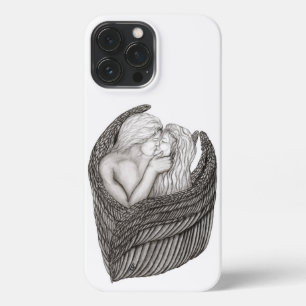 Angels Kissing , Schwarz-Weiß-Design iPhone 13 Pro Max Hülle