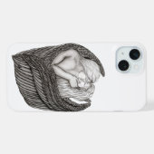 Angels Kissing , Schwarz-Weiß-Design iPhone Hülle (Rückseite (Horizontal))